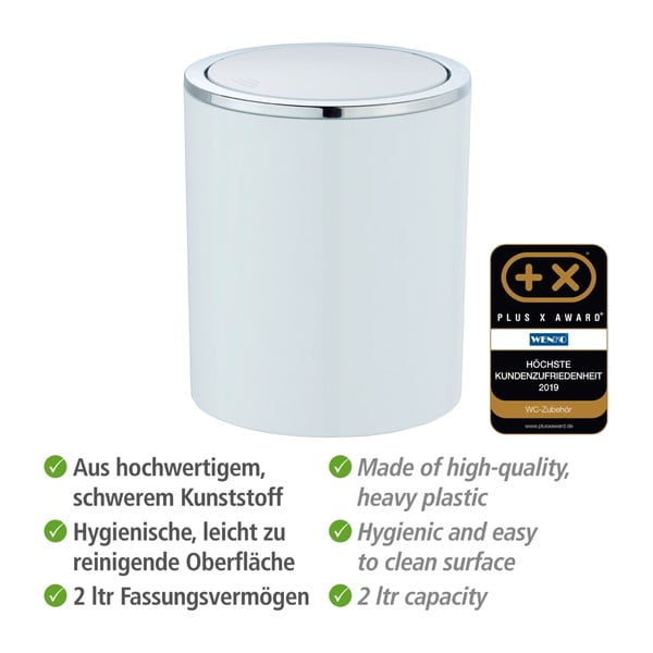 Biały kosz na śmieci Wenko Inca, 2 l-image-3