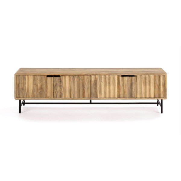 Szafka pod TV z litego drewna mango w naturalnym kolorze 190x50x40 cm Mundra – MOME