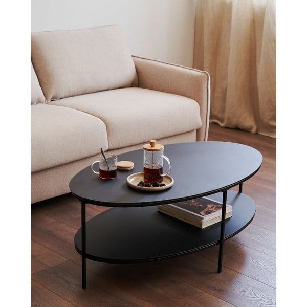 Czarny stolik ze szklanym blatem 65x110 cm Fideia – Kave Home-image-1