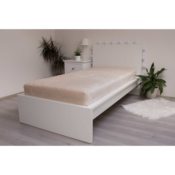 Kremowe prześcieradło z mikfroflaneli z gumką 90x200 cm Basic – Jerry Fabrics-image-2