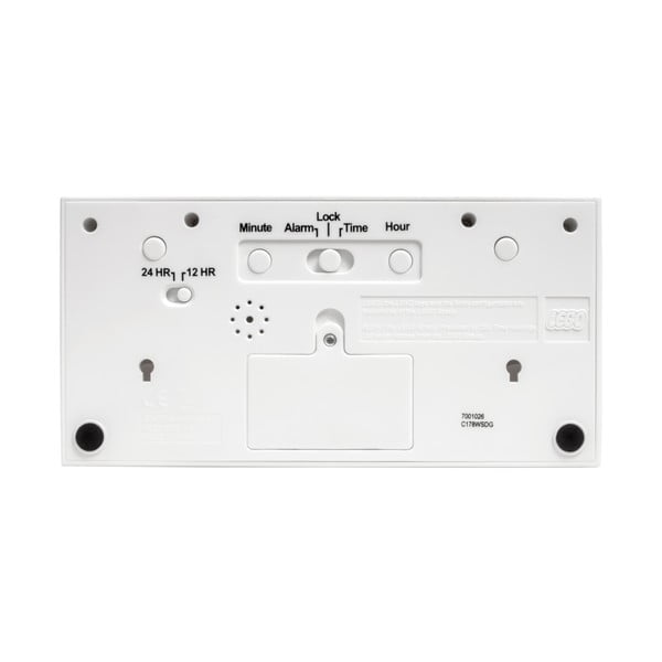 Biały zegar cyfrowy z budzikiem LEGO® Brick-image-1