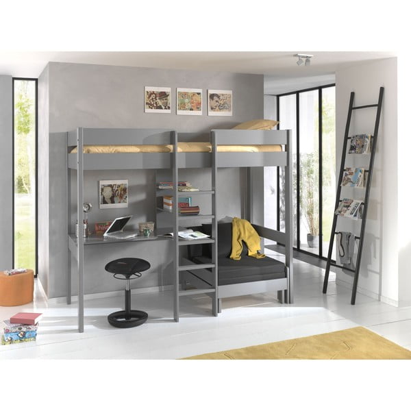 Szare podwyższone łóżko dziecięce 90x200 cm Pino – Vipack-image-2