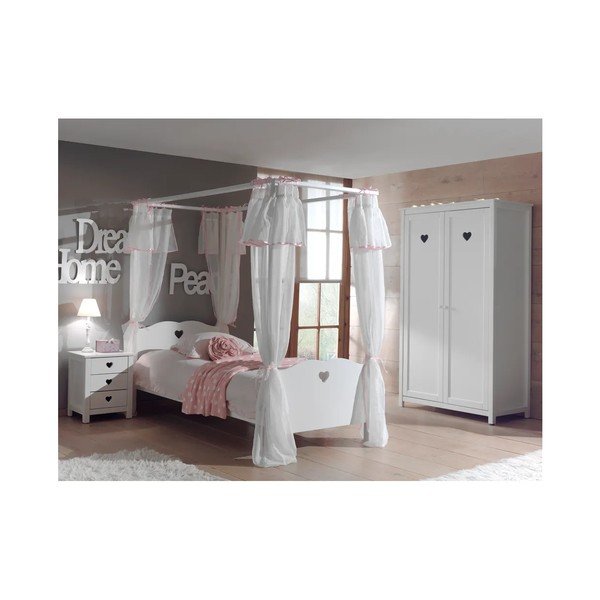 Białe łóżko dziecięce z ramą do baldachimu Vipack Amori-image-2