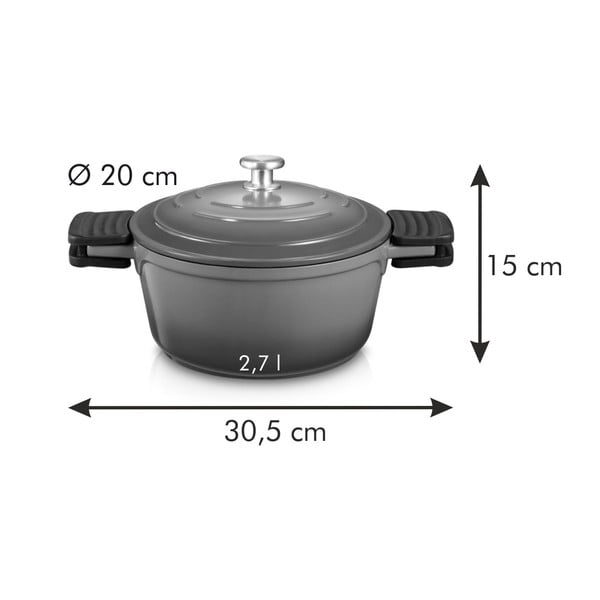 Garnek z nieprzywierającą powłoką i pokrywką odpowiedni na indukcję 2.7 l Bordeaux – Tescoma-image-3