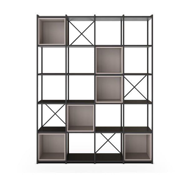 Czarno-kremowy regał 140x179 cm Anya – Marckeric