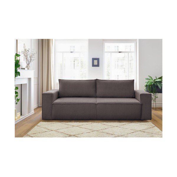 Szarobrązowa sztruksowa rozkładana sofa 245 cm Nihad – Bobochic Paris-image-4