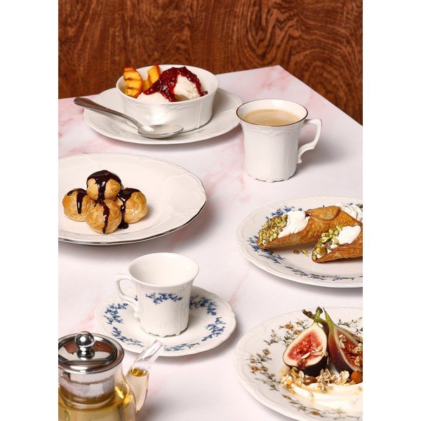 Biała/niebieska porcelanowa filiżanka na espresso 110 ml Retro – BonBistro-image-1