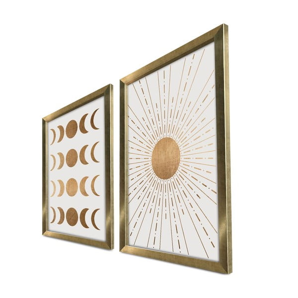 Obrazy zestaw 2 szt. 38x53 cm Moon & Sun – Wallity-image-2