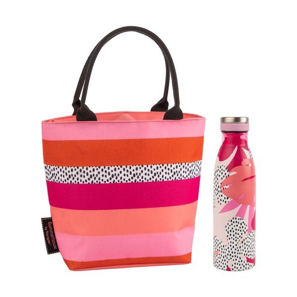 Różowo-pomarańczowa torba termiczna na lunch Navigate Stripe, 4 l-image-2