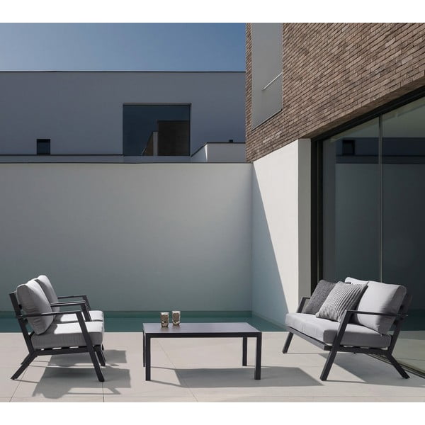 Szary aluminiowy zestaw mebli ogrodowych dla 4 osób Harley   – Bizzotto-image-1