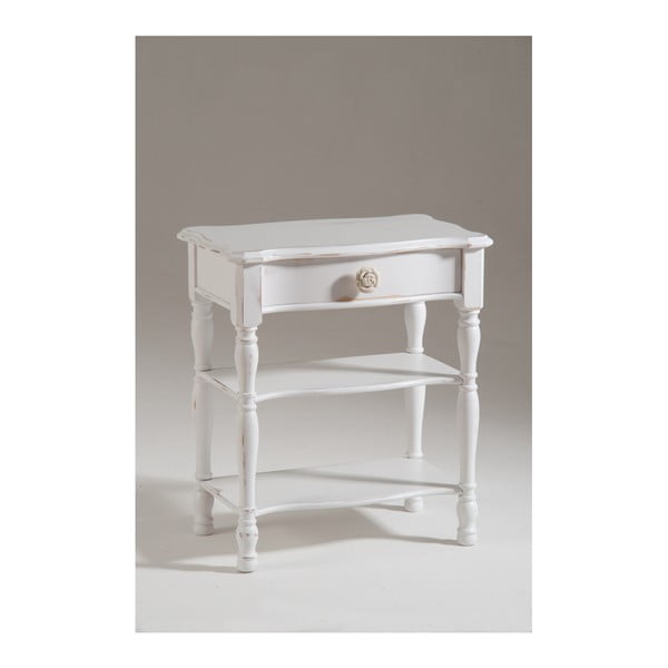 Biały stolik nocny z drewna z szufladą Castagnetti Idee