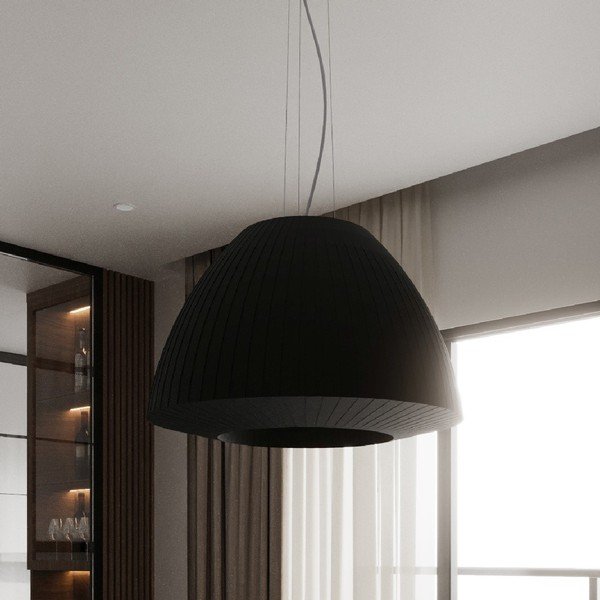Czarna lampa wisząca ze szklanym kloszem ø 60 cm Soprano – Sollux-image-3