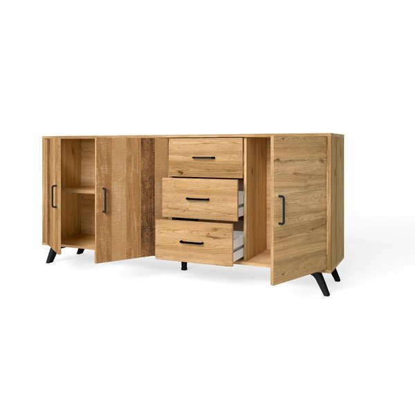 Niska komoda w dekorze dębu 181x81 cm Nordic – Marckeric-image-3