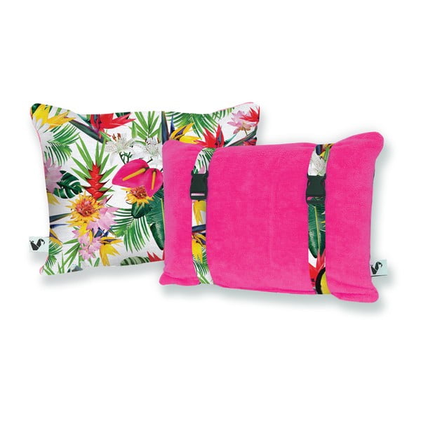 Różowa dwustronna poduszka plażowa Origama Tropic