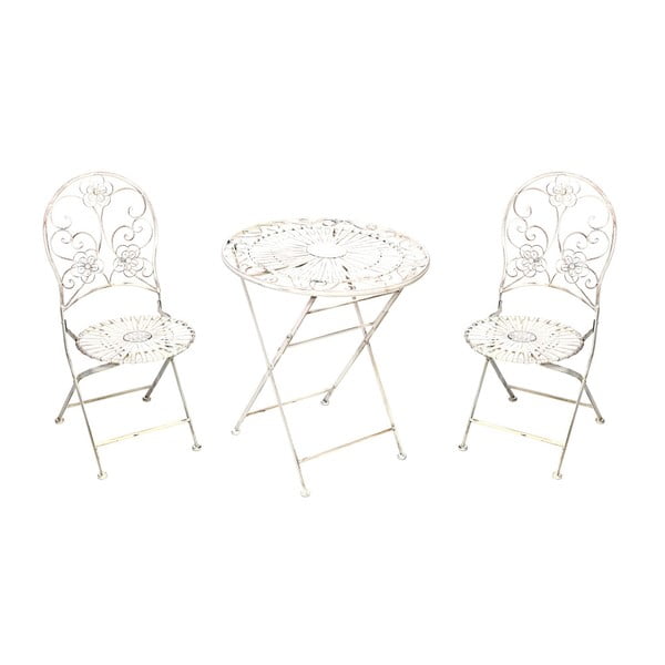 Składany zestaw ogrodowy stolik i 2 krzesła Soho And Deco Blanca