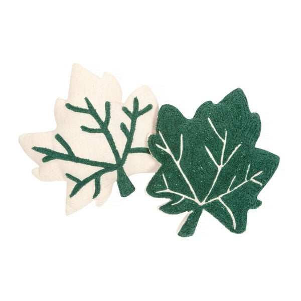 Komplet 2 zielono-białych poduszek w kształcie liści Nattiot Erable