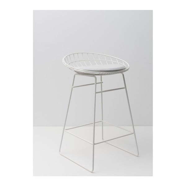 Biały druciany stołek z siedziskiem Pastoe, 64 cm