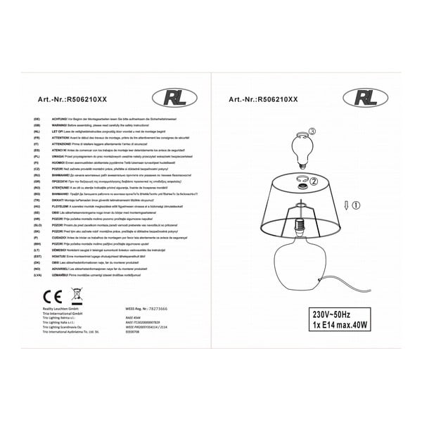 Czarna lampa stołowa z ceramiki i tkaniny Reality Luxor, wys. 26 cm-image-3