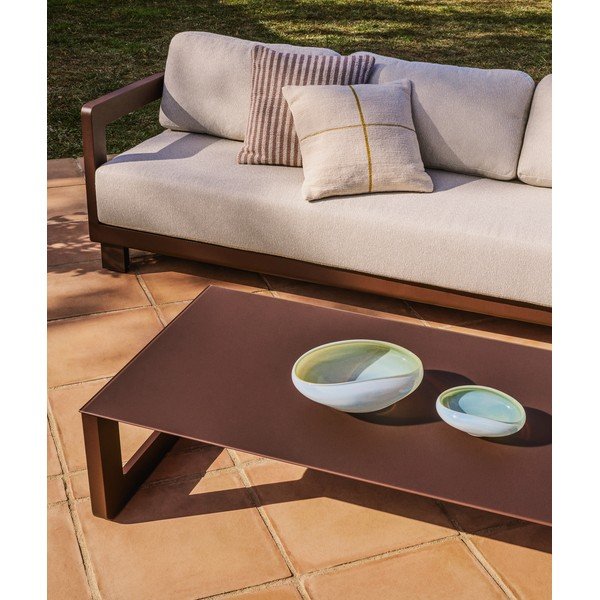 Brązowy/beżowy aluminiowy zestaw mebli ogrodowych dla 3 osób Nerano – Kave Home-image-1