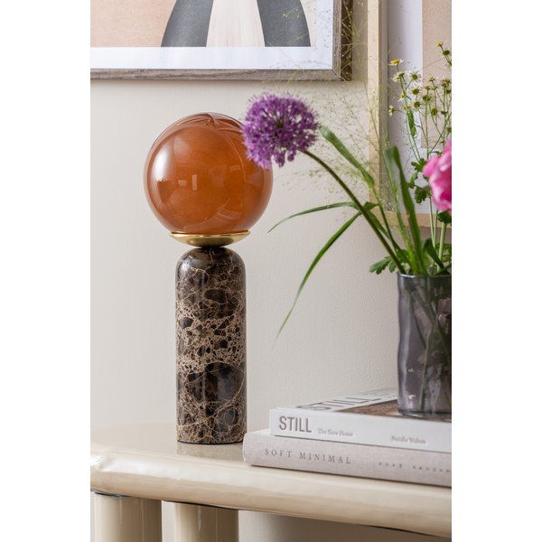 Ciemnobrązowa marmurowa lampa stołowa (wysokość 38 cm) Lazio Sphere – Leitmotiv-image-2