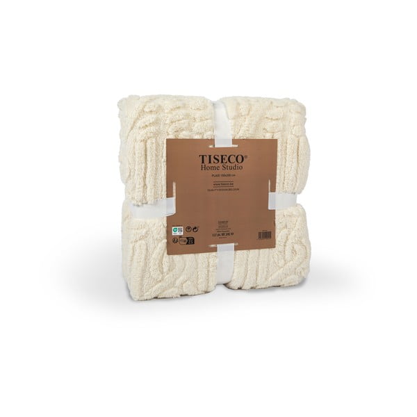 Białobeżowy koc z mikropluszu 150x200 cm Rena – Tiseco Home Studio-image-2