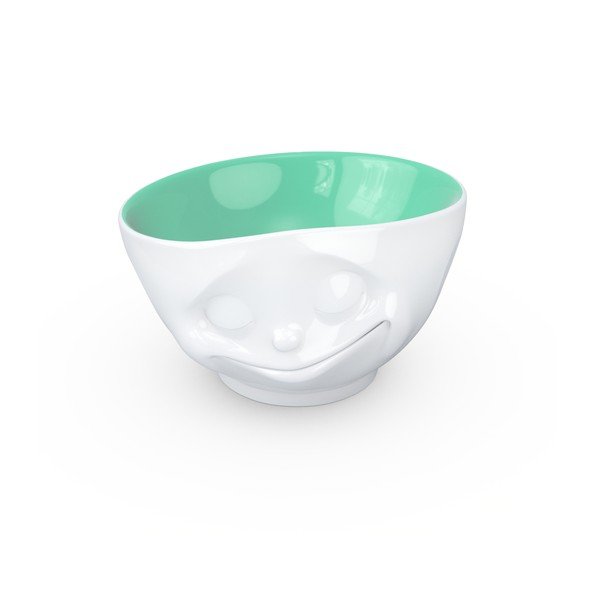 Biało-turkusowa porcelanowa szczęśliwa miska 58products