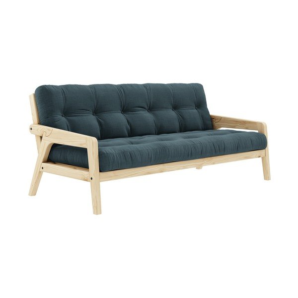 Ciemnozielona sofa rozkładana ze sztruksową tapicerką Karup Design Grab Raw/Pale Blue-image-3