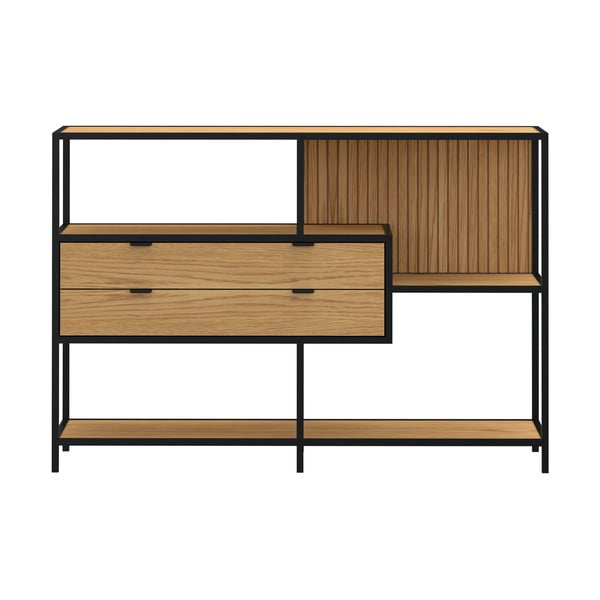 Czarny regał w dekorze dębu 114x78x35 cm Seaford – Actona