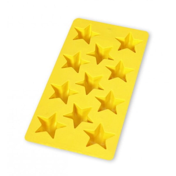 Żółta silikonowa forma do kostki lodu Lékué Star, 11 kostek