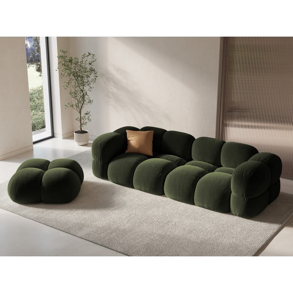 Zielona aksamitna sofa 250 cm Loretto – Cosmopolitan Design-image-1
