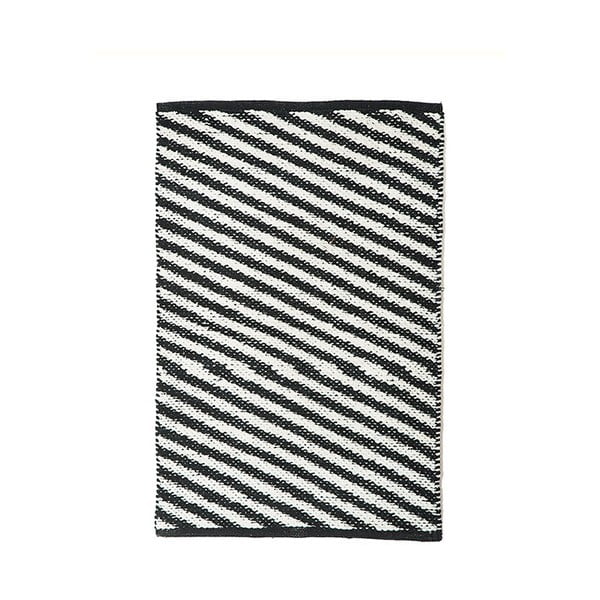 Czarno-biały bawełniany ręcznie tkany dywan Diagonal, 60x90 cm