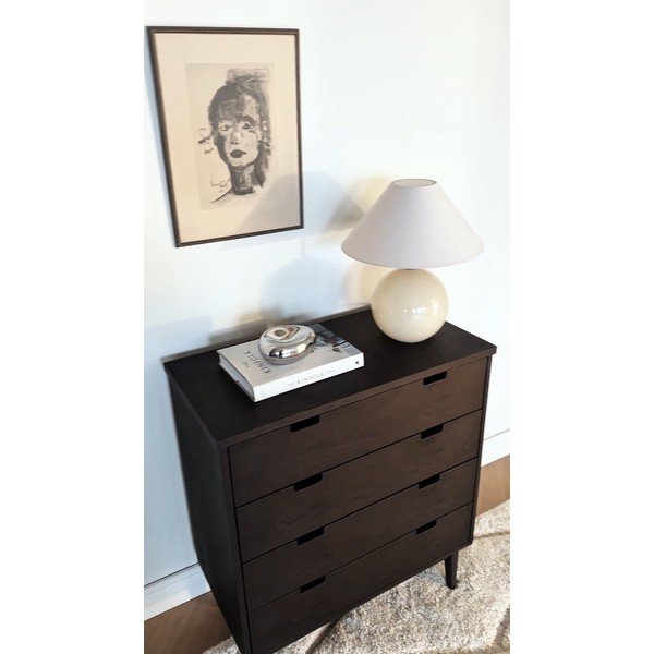 Komoda z litego drewna dębowego w ciemnym naturalnym kolorze 75x85x38 cm Garrison – Rowico-image-1