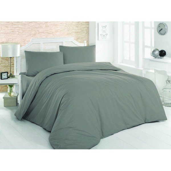 Ciemnoszara bawełniana pościel dwuosobowa 200x200 cm – Mijolnir-image-1