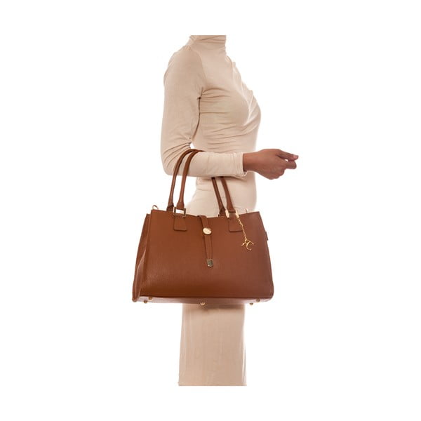 Skórzana torebka Elegant 1078 Cognac-image-1