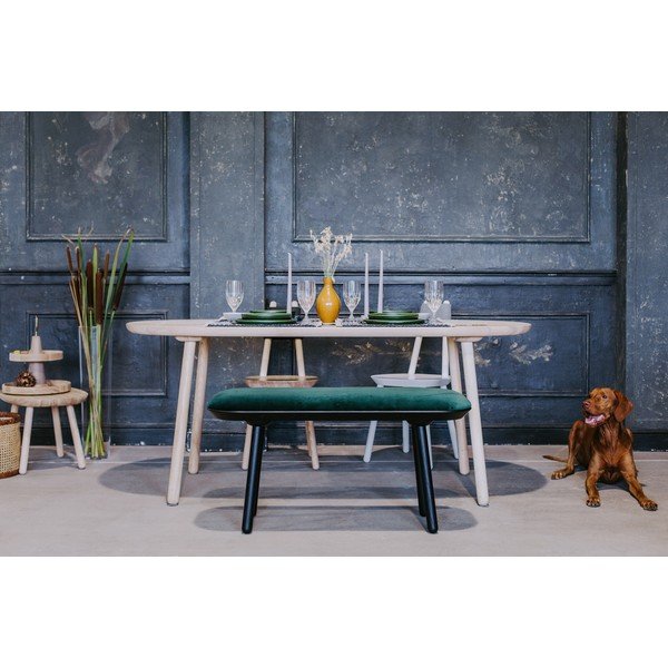 Zielono-czarna aksamitna ławka EMKO Naïve, 140 cm-image-3