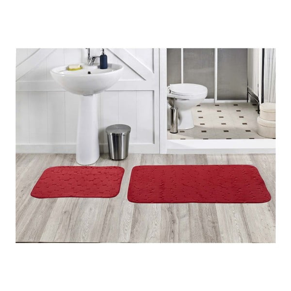 Zestaw 2 dywaników łazienkowych Milas Kirmizi, 50x60 cm + 60x100 cm