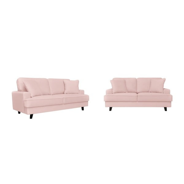Różowy zestaw sofy dwuosobowej i trzyosobowej Cosmopolitan design Berlin