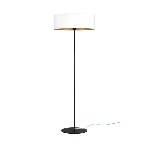 Biała lampa stojąca z detalem w złotym kolorze Sotto Luce Tres XL, ⌀ 45 cm