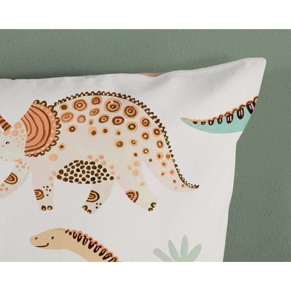 Brązowo-beżowa bawełniana pościel dziecięca jednoosobowa 140x200 cm Dino – Good Morning-image-3