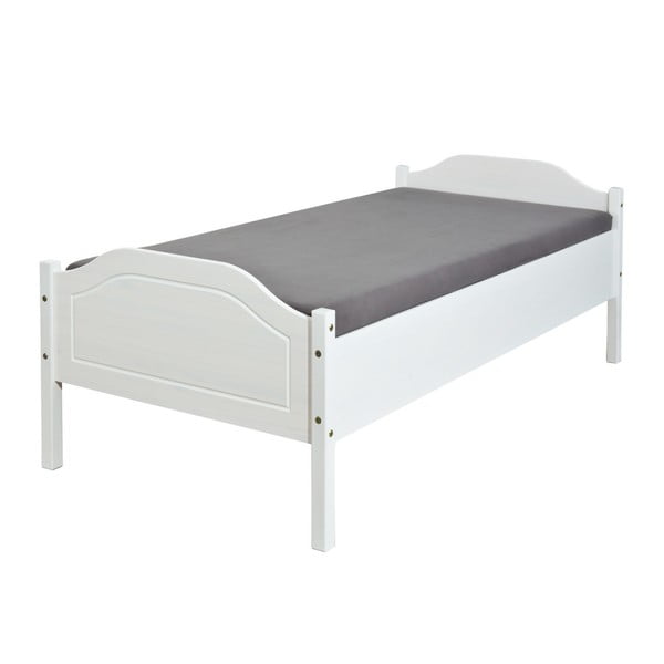 Białe drewniane łóżko jednoosobowe 13Casa Cairo, 90x200 cm