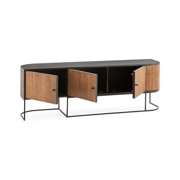 Szafka pod TV z litego drewna mango w naturalnym kolorze 160x55x40 cm Curve – MOME-image-4