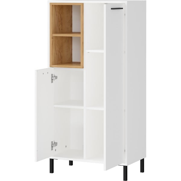 Biała wysoka szafka łazienkowa w dekorze dębu 59x118 cm Loria – Germania-image-2