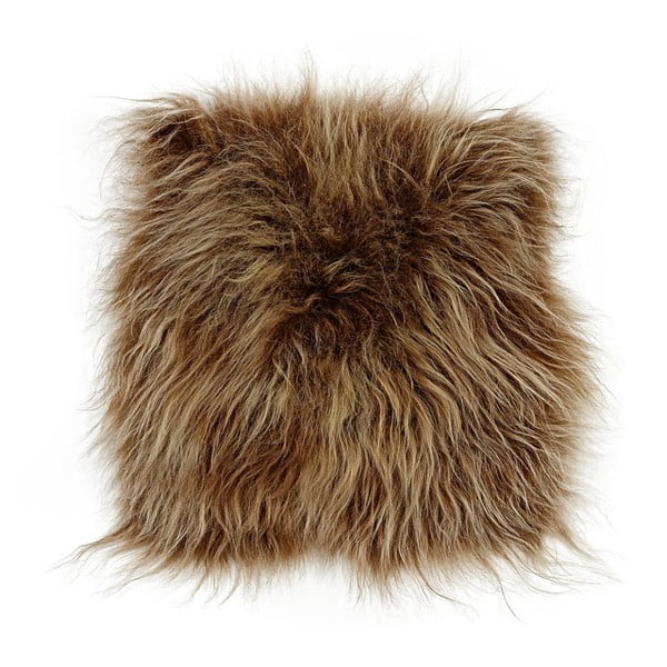 Brązowa futrzana poduszka na krzesło z długim włosiem Arctic Fur Eglé, 37x37 cm