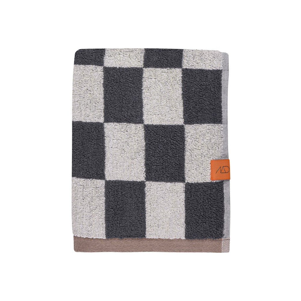 Antracytowo-beżowy ręcznik z bawełny organicznej frotte 50x90 cm Retro – Mette Ditmer Denmark