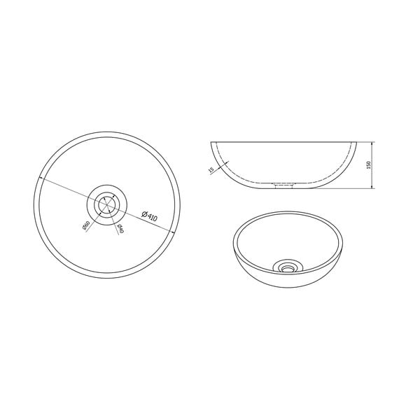 Niebiesko-szara ceramiczna okrągła umywalka ø 41 cm Priori – Sapho-image-3