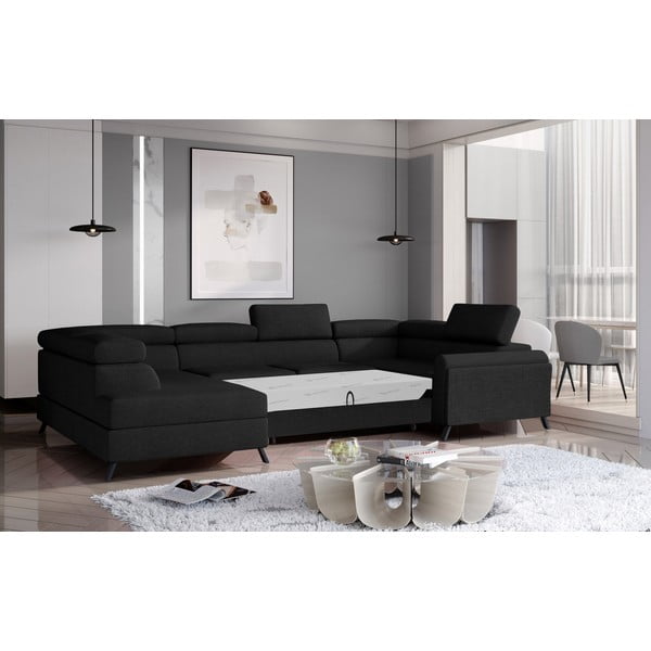 Czarny rozkładany/ze schowkiem narożnik (lewostronny/w kształcie litery U) Escada – ELTAP-image-2