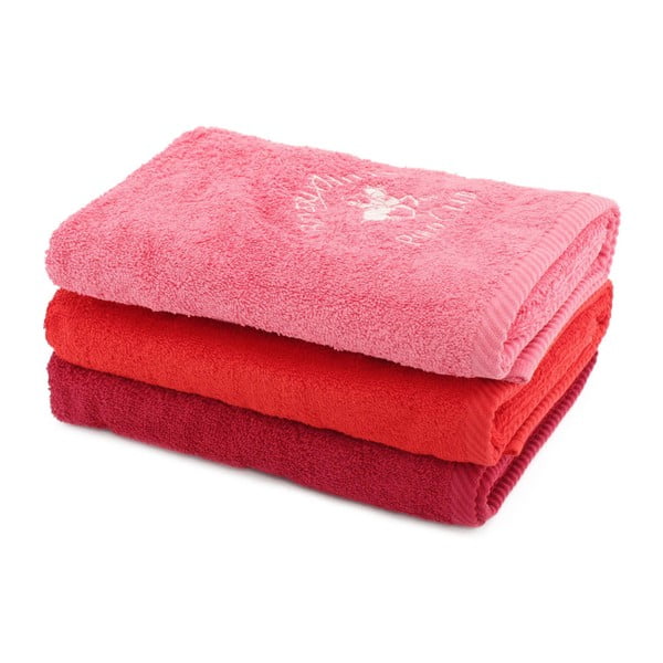 Zestaw 3 czerwonych ręczników BHPC, 50x100 cm