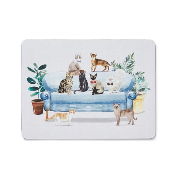 Zestaw 4 korkowych mat stołowych 21.5x29 cm Cooksmart ® Curious Cats