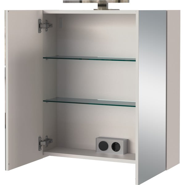 Kremowa wisząca szafka łazienkowa z lustrem 60x71 cm Arcena – Germania-image-3