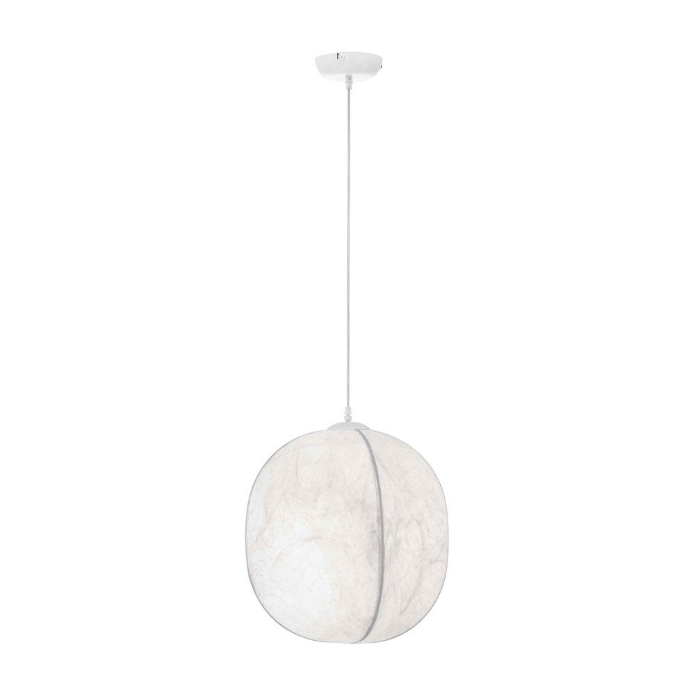 Biała metalowa lampa wisząca z tekstylnym kloszem ø 42 cm Pierida – Nova Luce